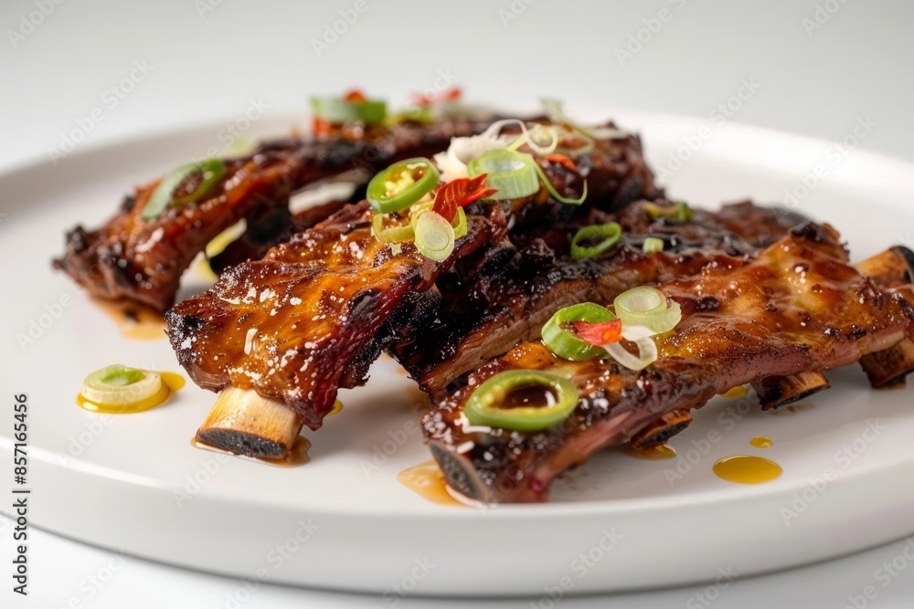 Appetizing Caramel Riblets with a Colorful Garnish Appetizing Caramel Riblets with a Colorful Garnish