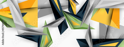 Minimal geometric abstract background. Low poly dynamic triangle design. Trendy techno business template for wallpaper, banner, background or landing