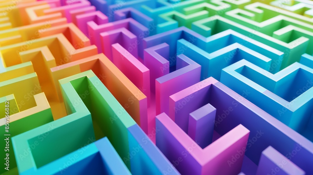 Abstract background. A colored maze made of paper. 3d rendering. Abstract background. A colored maze made of paper. 3d rendering.