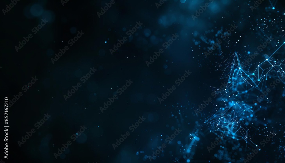 Naklejka premium A dark abstract background with blue connected dots