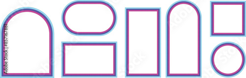 Groovy rainbow frames in hippie style. Psychedelic retro borders. Text box funky 70s. Good vibes background. Pop vintage groovy square and rectangle frame. eps10