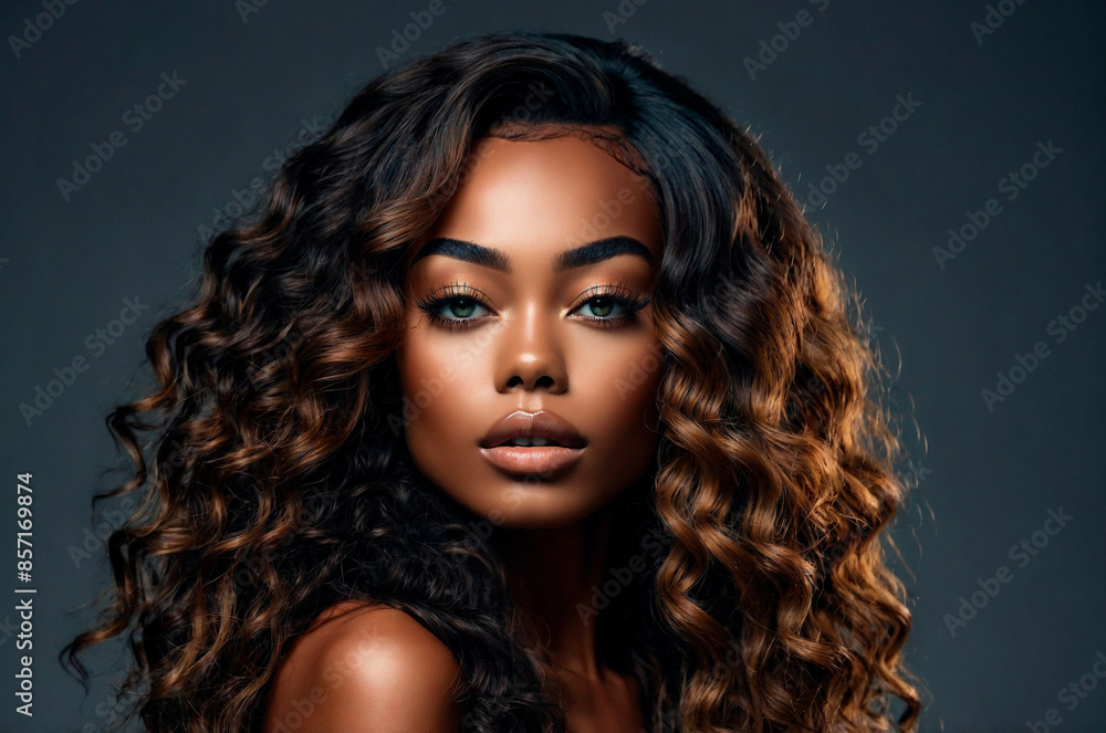 Stunning African Model with Long Hair in Elegant Portrait Stunning African Model with Long Hair in Elegant Portrait