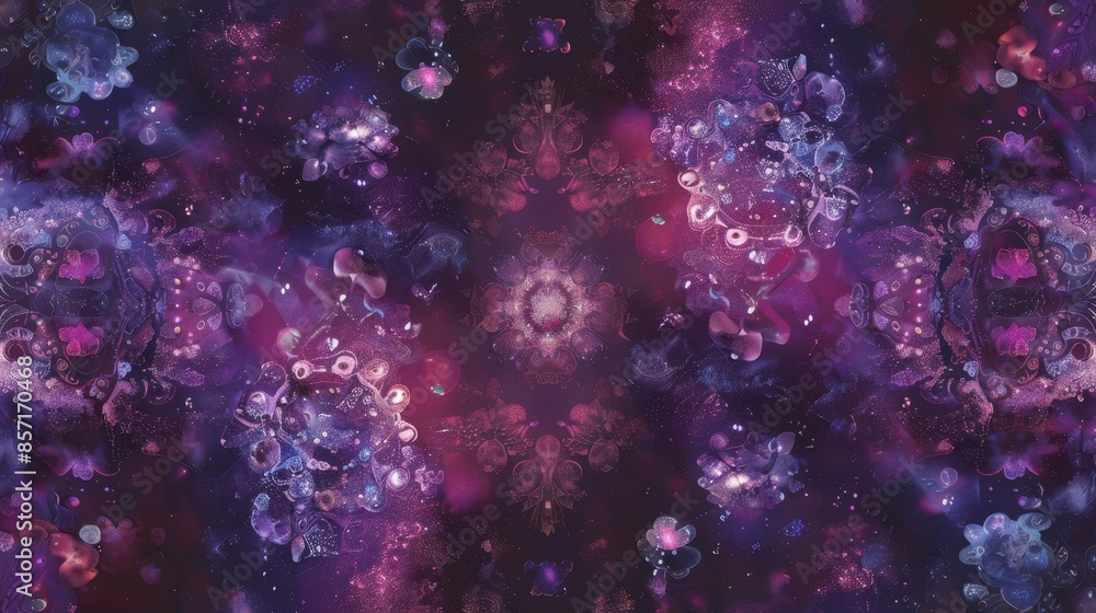 Indigo and burgundy background with starry patterns glowing orbs and hearts background Indigo and burgundy background with starry patterns glowing orbs and hearts background