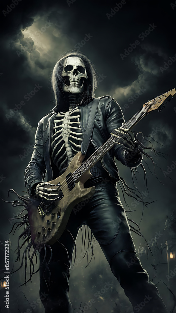 Fototapeta premium skeleton holding guiter