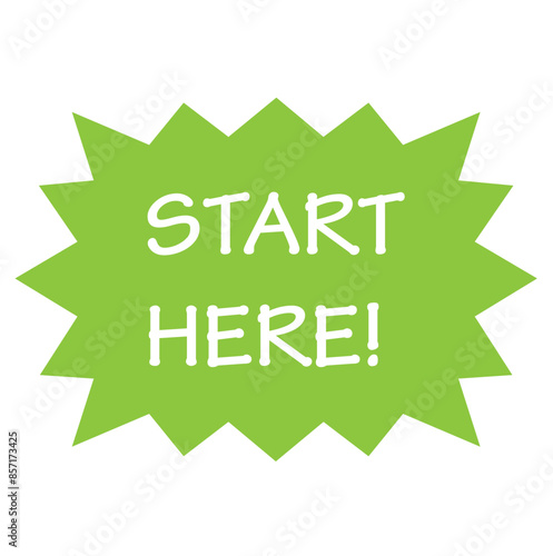  Start here sing.Flat ,color, message bubble, start here sing vector icon. 