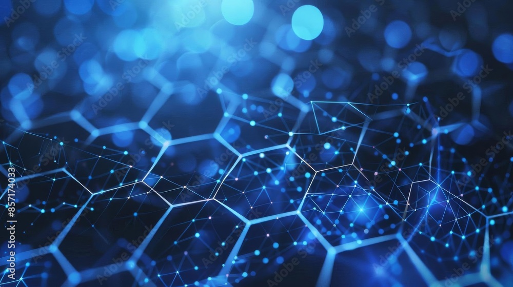 Obraz premium A digital technology background with blue connected hexagons
