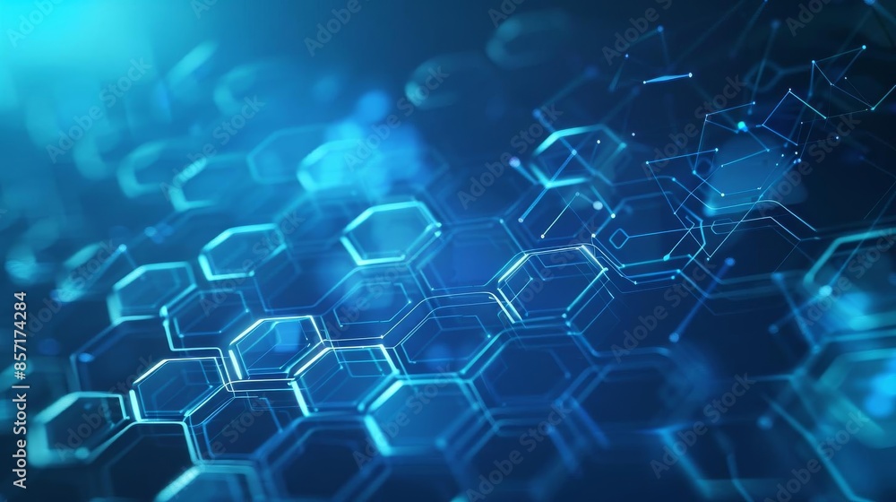 A digital technology background with blue connected hexagons A digital technology background with blue connected hexagons