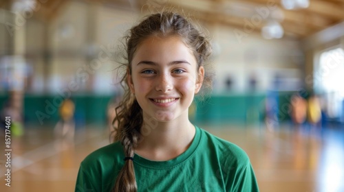 Smiling Girl in Sports Hall - Generative AI © studio clever