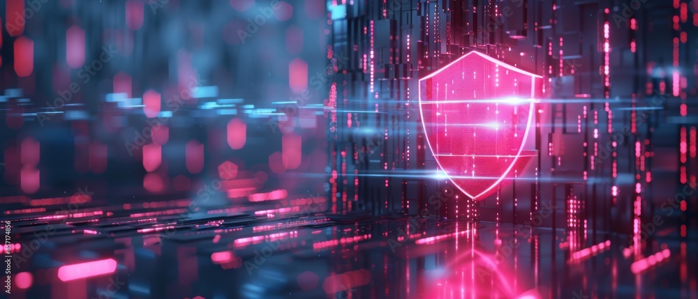 Fototapeta premium A of a cybersecurity shield protecting data