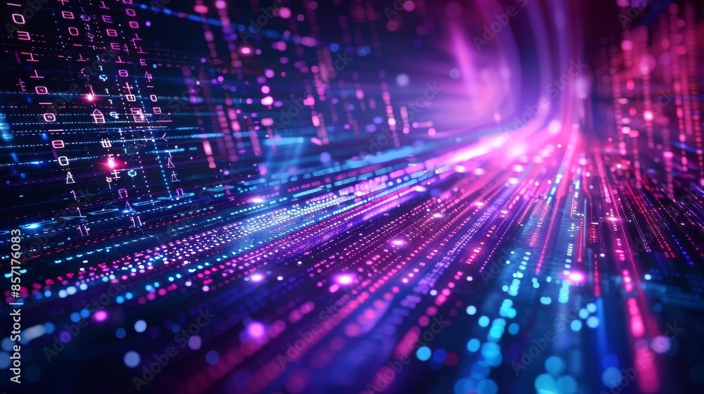 A digital technology background with purple and blue light streaks and text Digital Technology A digital technology background with purple and blue light streaks and text Digital Technology
