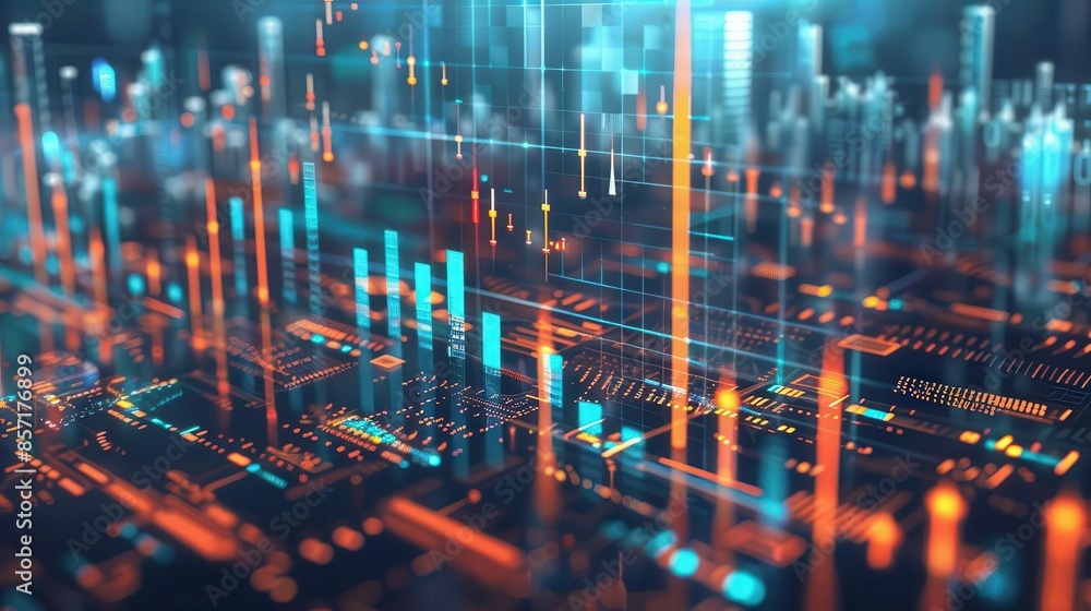Fototapeta premium financial market analytics engine powered by quantum computing unparalleled data processing concept