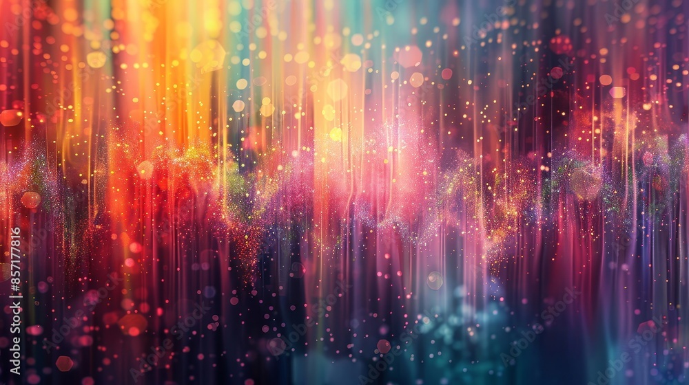 Waterfall-like streams of bright colors with shimmering dots and gradients background Waterfall-like streams of bright colors with shimmering dots and gradients background