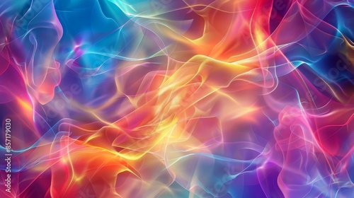 Translucent layers in a kaleidoscope of colors with glowing lines background