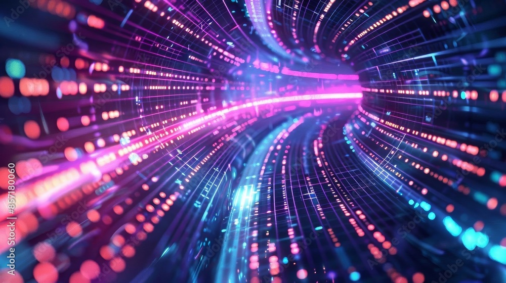 A futuristic digital concept with Metaverse text and a neon light streak background A futuristic digital concept with Metaverse text and a neon light streak background