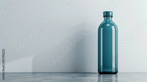 Modern blue water bottle on a white background sleek and sporty plenty of room for text