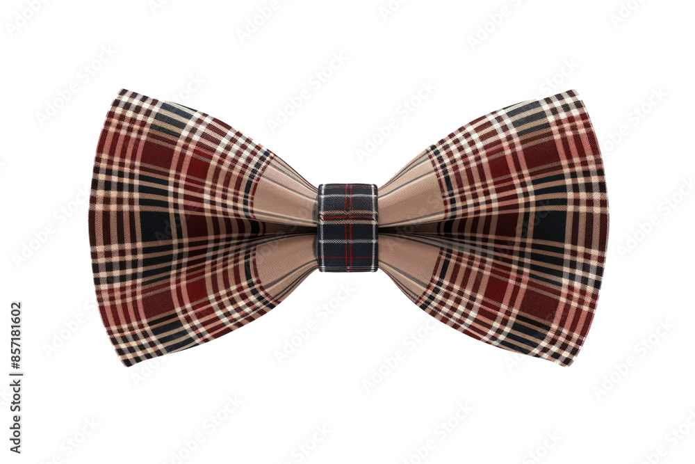 A plaid bow tie with a black and red band A plaid bow tie with a black and red band