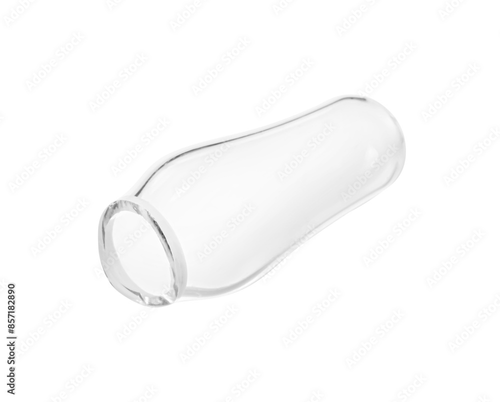 Conical tip of open glass ampoule isolated on white Conical tip of open glass ampoule isolated on white