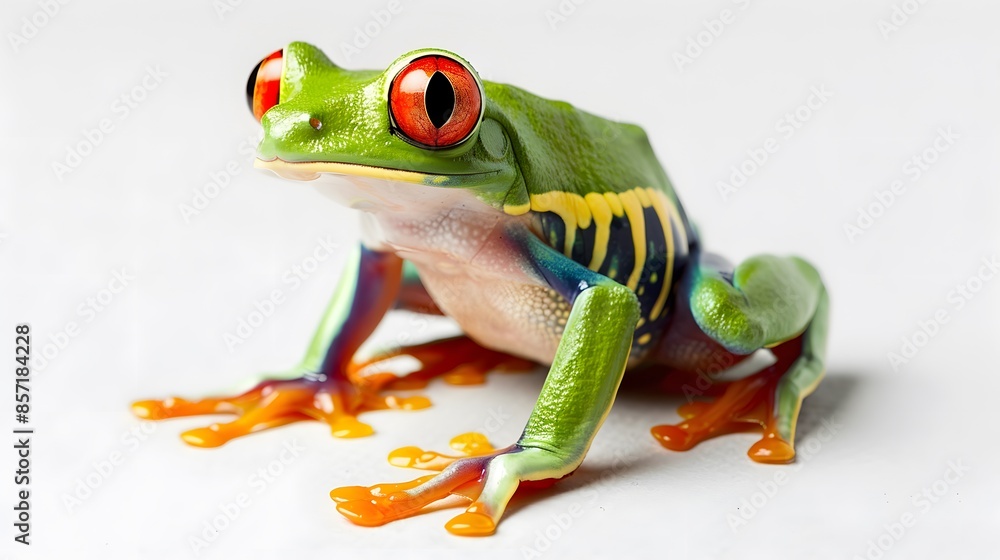 Fototapeta premium red eyed tree frog peeping.