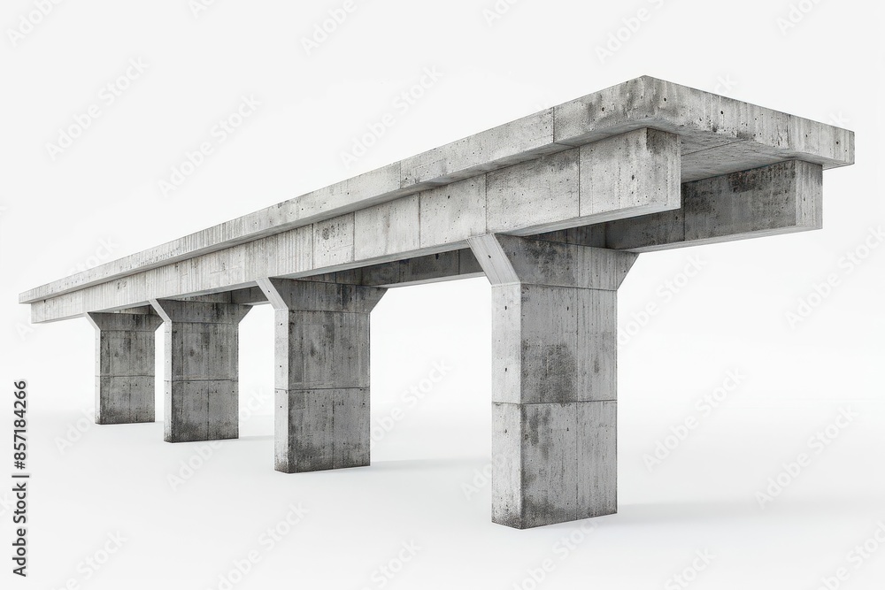 Concrete highway bridge, infrastructure engineering, 3D realistic, isolated on white background Concrete highway bridge, infrastructure engineering, 3D realistic, isolated on white background