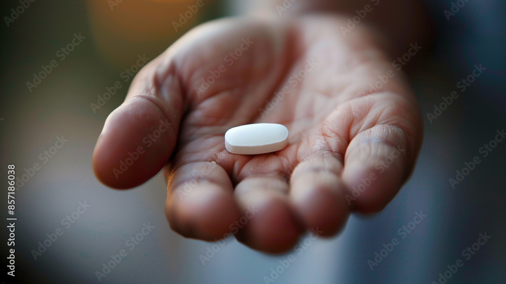a white pill in hand a white pill in hand