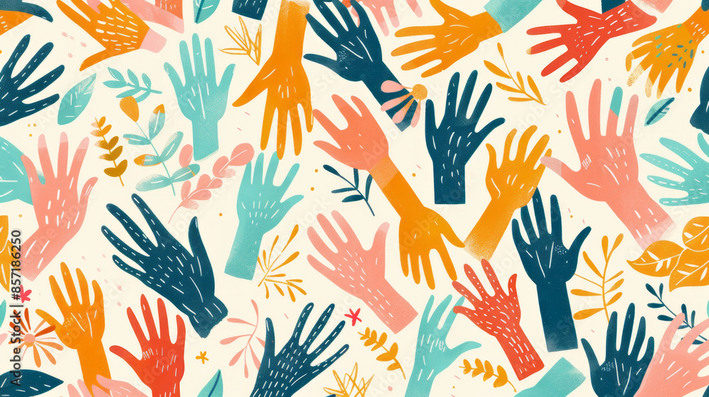 An illustration of raised fists of different skin tones on a white background symbolizes unity and diversity An illustration of raised fists of different skin tones on a white background symbolizes unity and diversity