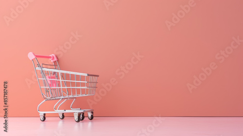 Shopping Cart with Shopping Festival Background..