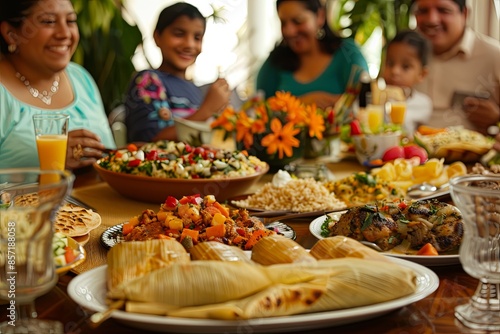 Traditional meal enjoyed by Hispanic family. Symbol of culinary cultural richness