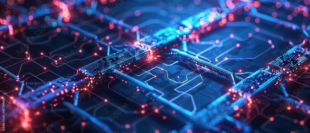 A detailed view of a blockchain technology network