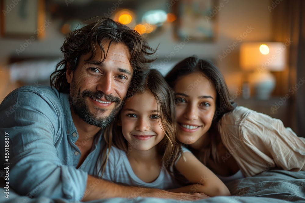 Happy Family Portrait Inside Home During Evening Happy Family Portrait Inside Home During Evening