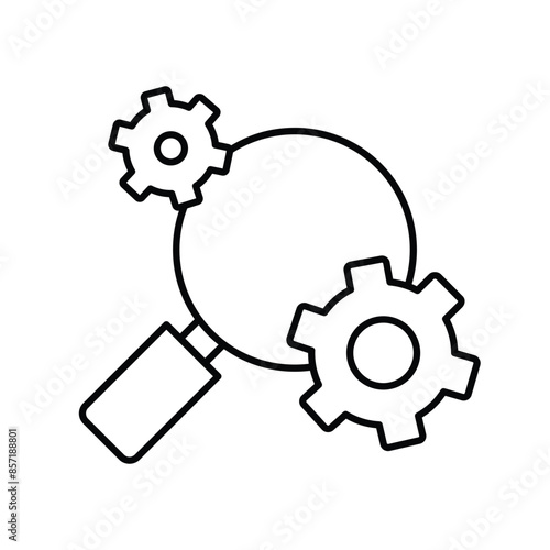 Business task and search optimization, research flat outline vector icon