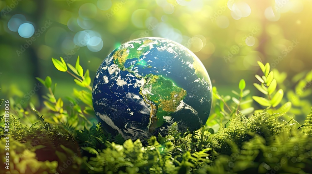 Earth Day background, with clear atmosphere, warm sunlight casting soft shadows on lush landscapes Earth Day background, with clear atmosphere, warm sunlight casting soft shadows on lush landscapes