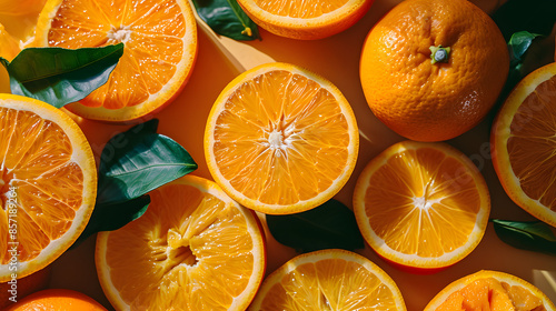 fresh orange top down view background poster 