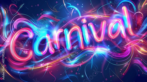 Vibrant abstract background with dynamic patterns in neon tones carnival in bright shimmering letters background