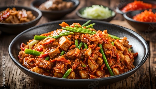 Stir-Fried Pork with Kimchi, Korean Food Thai Style 