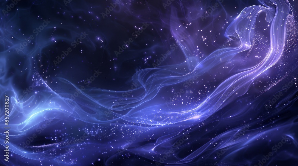 Gradient from midnight blue to soft lavender with glowing mist and twinkling stars. background