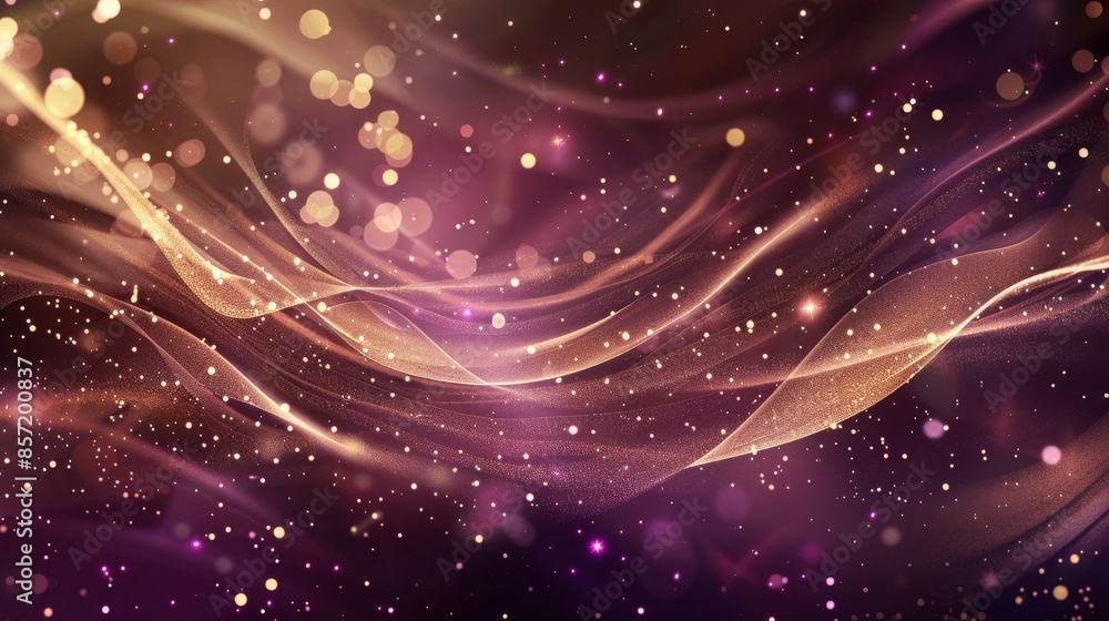 Abstract deep plum and bronze background with blurred light trails and glowing crescents. background Abstract deep plum and bronze background with blurred light trails and glowing crescents. background