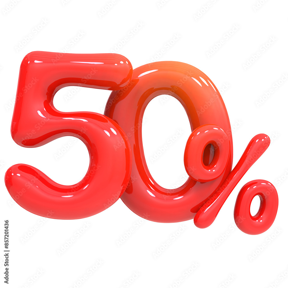 Balloon 50 Percent Number Red 3D Render Balloon 50 Percent Number Red 3D Render
