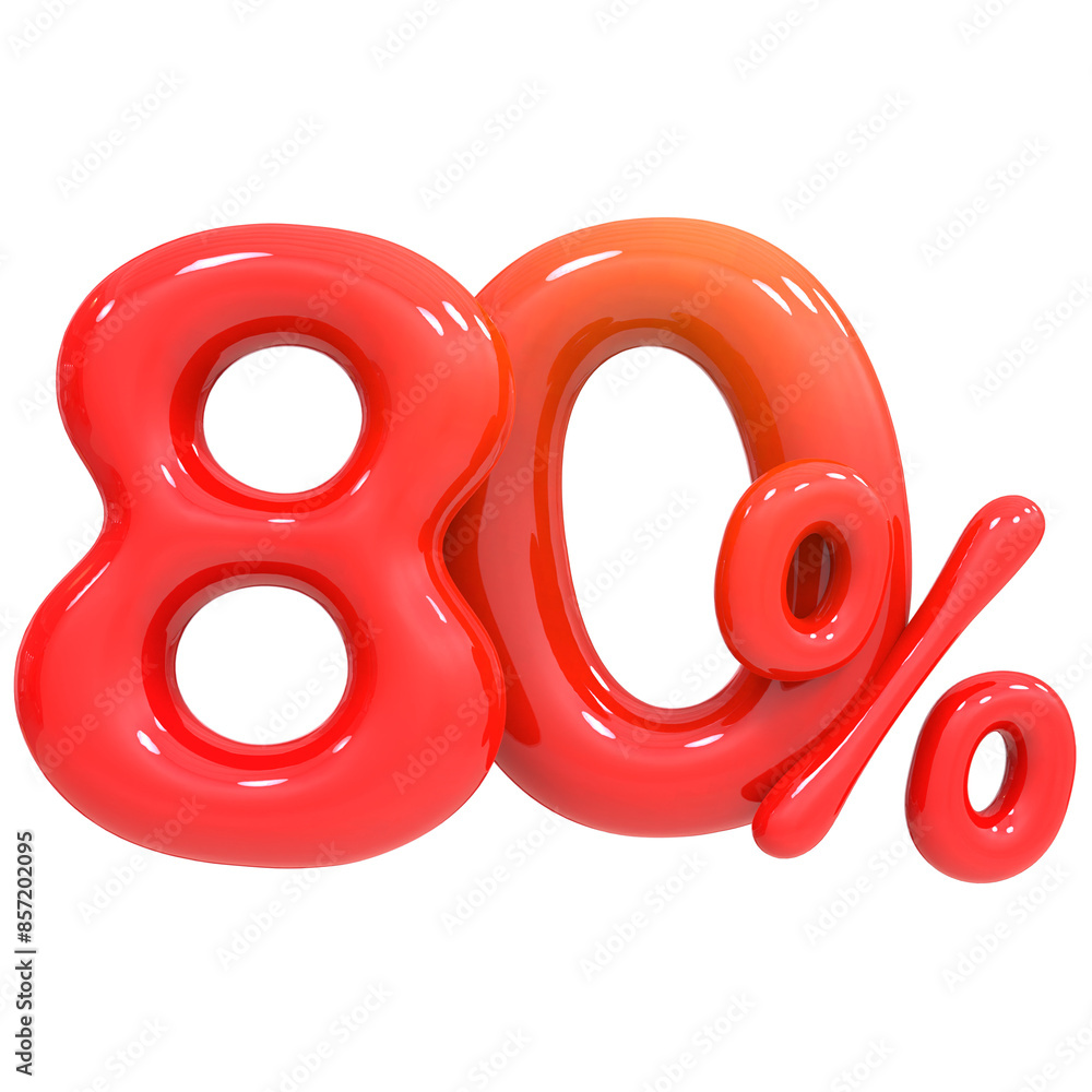 Balloon 80 Percent Number Red 3D Render Balloon 80 Percent Number Red 3D Render