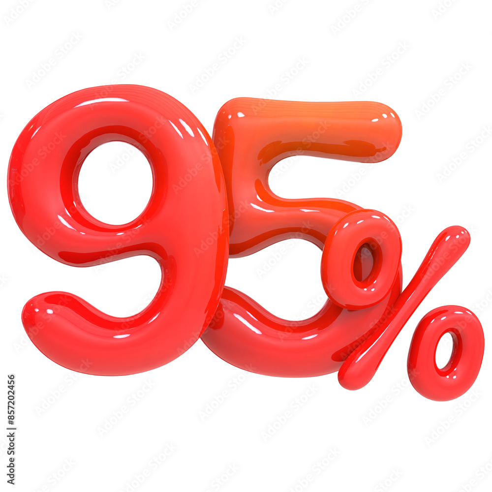 Balloon 95 Percent Number Red 3D Render Balloon 95 Percent Number Red 3D Render