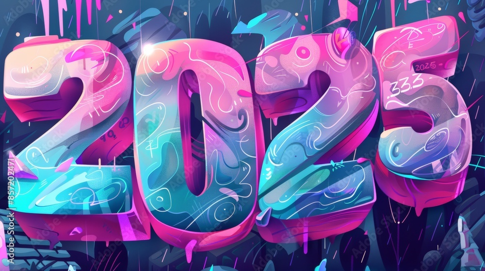 Fototapeta premium Colorful, graffiti-style artwork of the numbers 