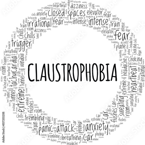 Claustrophobia word cloud conceptual design isolated on white background.