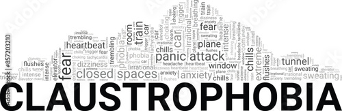 Claustrophobia word cloud conceptual design isolated on white background.