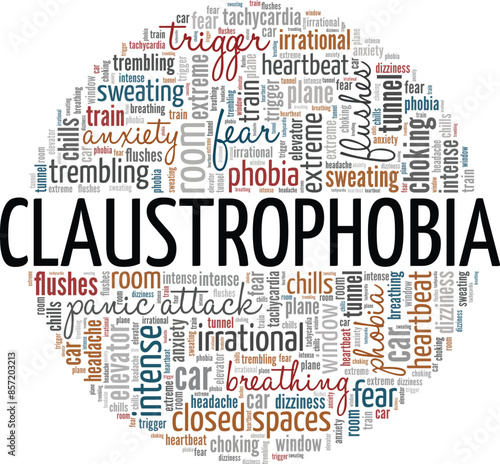 Claustrophobia word cloud conceptual design isolated on white background.