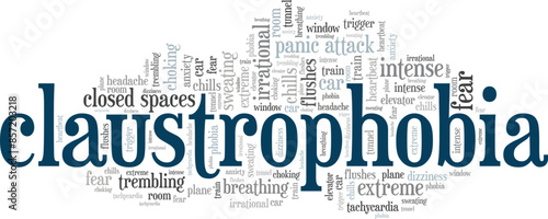Claustrophobia word cloud conceptual design isolated on white background.