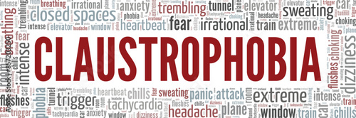 Claustrophobia word cloud conceptual design isolated on white background.