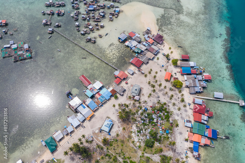 Aerial view of the Omadal island, Semporna Sabah, Malaysia. photo