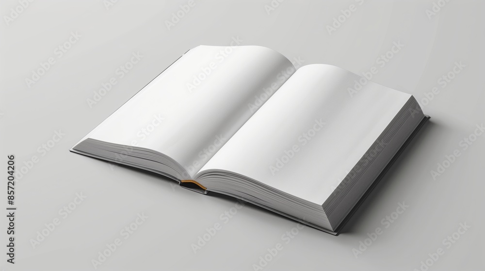 Blank open book mock up on gray background. Blank open book mock up on gray background.