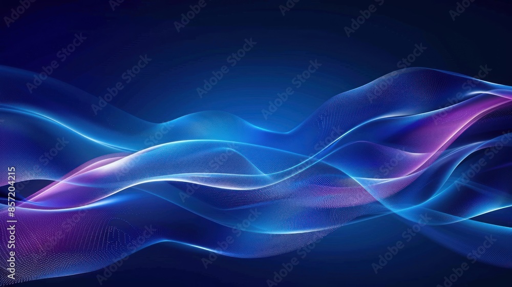Fototapeta premium Abstract Blue and Purple Waves on a Dark Background