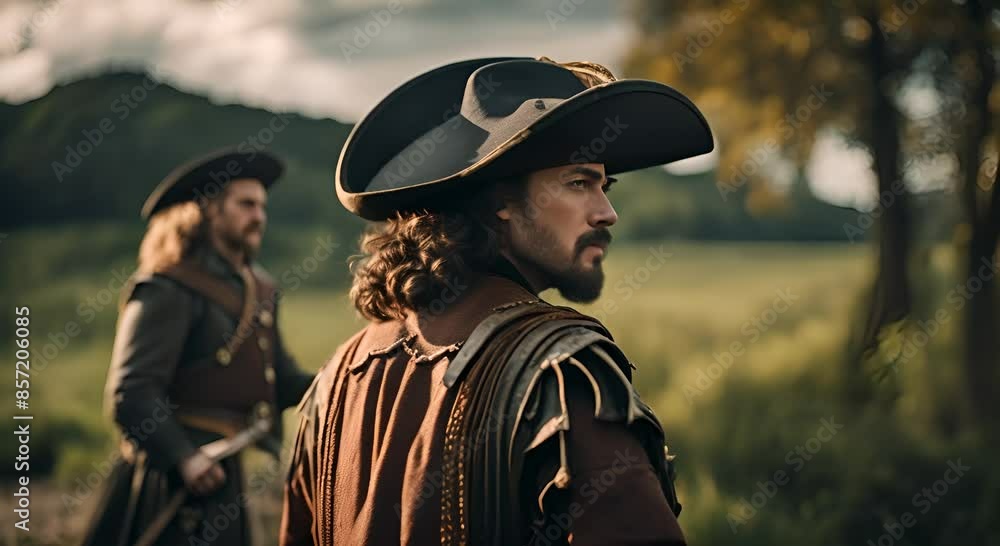 Musketeer with his sword and hat. Musketeer with his sword and hat.