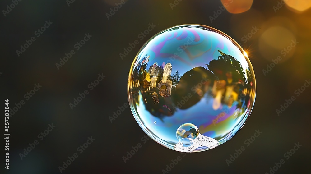Ethereal Truth: Serene Soap Bubble Reflecting Light and Colors in the Air Ethereal Truth: Serene Soap Bubble Reflecting Light and Colors in the Air